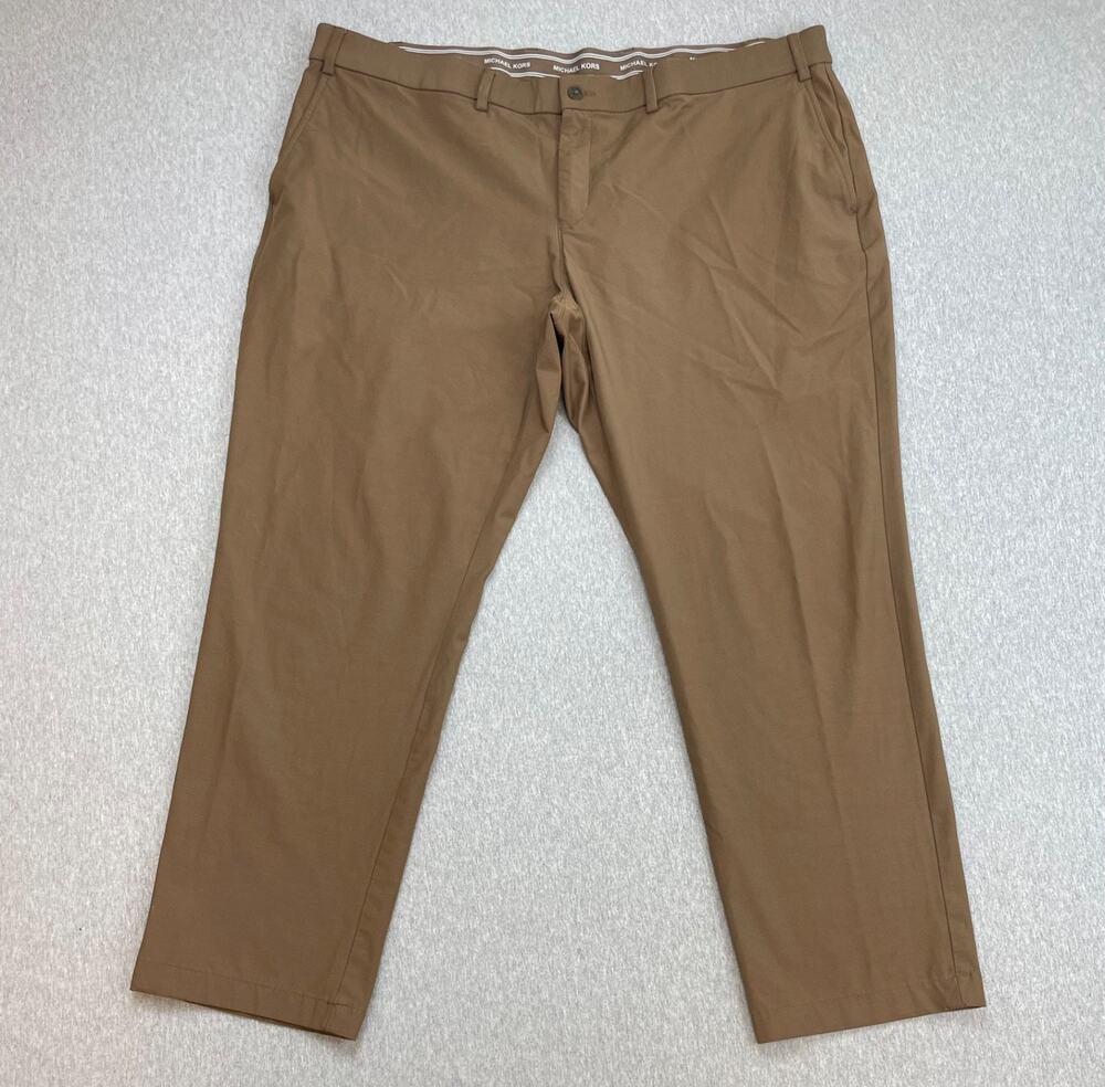 Michael Kors Pants Men 42 x 30 (42x28 Fit) Brown Cotton Blend Stretch Flat Front